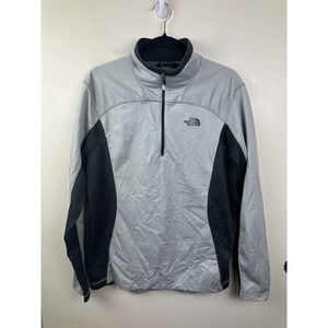 The North Face Light Gray and Black Half-Zip Pullover Jacket